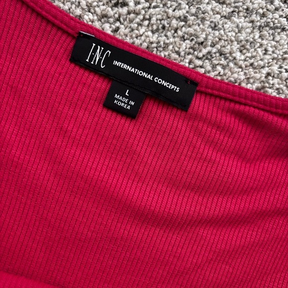 INC International Concepts Vibrant Red Long Sleeve Top - Picture 2 of 3